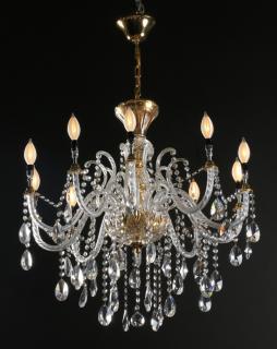 Appraisal: Continental style cut glass ten-light chandelier the central column leading