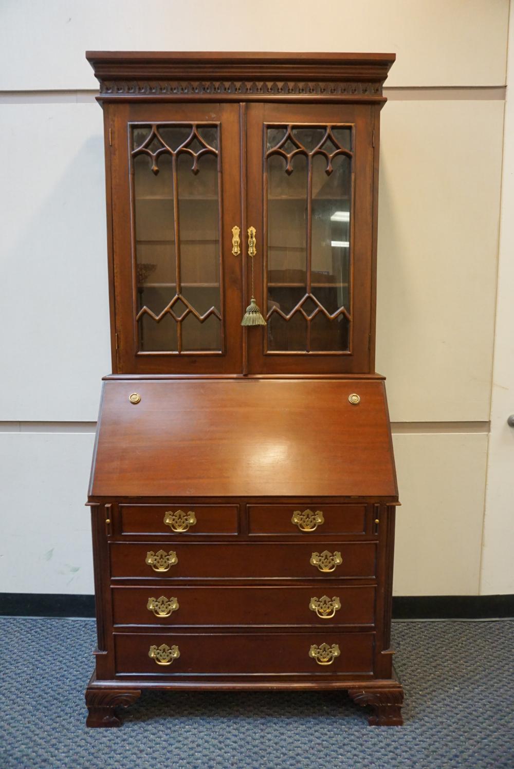 Appraisal: George III Style Mahogany Slant-Front Bureau Bookcase x x in