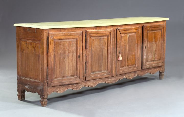 Appraisal: Large French Provincial Fruitwood and Faux-Marble-Top Buffet early th century