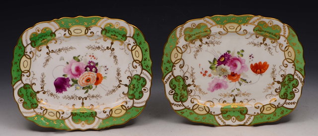 Appraisal: A PAIR OF ENGLISH PORCELAIN DISHES each painted with a