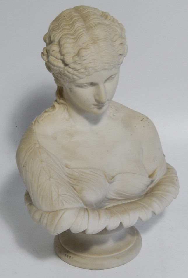 Appraisal: A mid thC Parian classical figure bust of young female