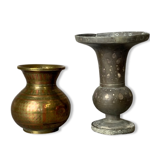 Appraisal: Antique Middle eastern Brass Pewter vases