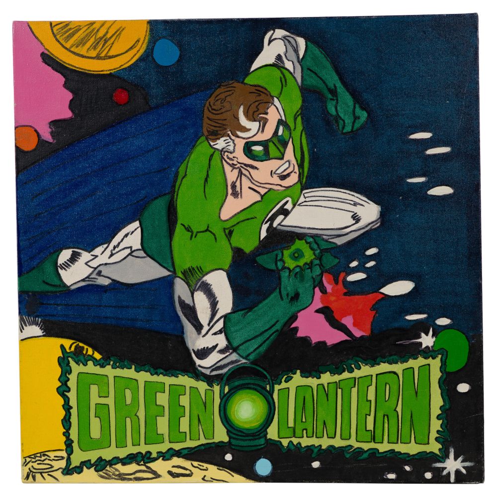 Appraisal: STEVE KAUFMAN AMERICAN B GREEN LANTERN OIL ON CANVASUndated initial