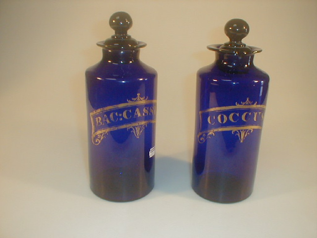 Appraisal: A pair of thC Bristol blue glass chemist's jars of