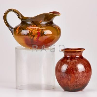 Appraisal: AMELIA SPRAGUE ROOKWOOD Two pieces Standard glaze pitcher decorated with