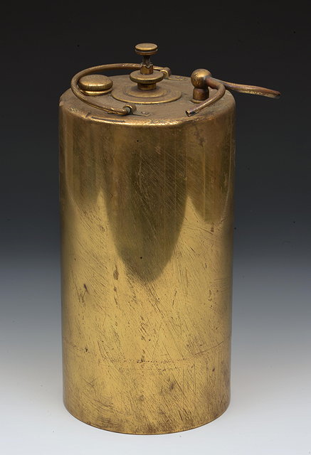 Appraisal: AN OLD BRASS AUTOMOBILE CYLINDRICAL CARBIDE GENERATOR with loop carrying