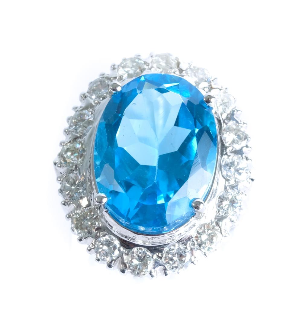 Appraisal: K WG CT BLUE TOPAZ CTTW DIAMOND RING K white