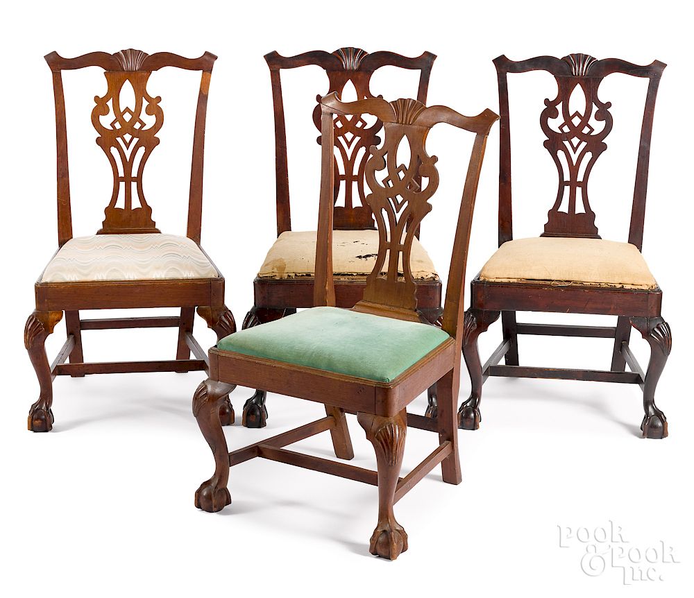 Appraisal: NY or Connecticut Chippendale mahogany chairs Four New York or