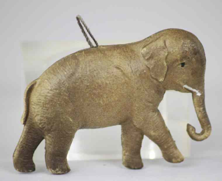 Appraisal: EARLY GERMAN DRESDEN ELEPHANT Full bodied version of walking elephant