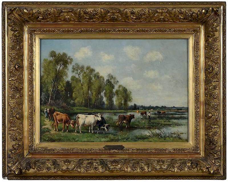 Appraisal: Louis Victor Watelin French - Normandy Pastures signed lower left