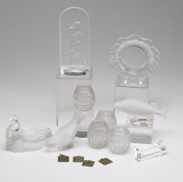 Appraisal: FRENCH GLASS GROUPING Fifteen pieces includes two Baccarat knife rests