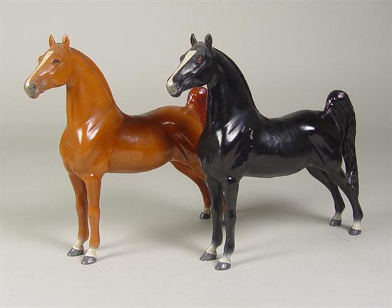 Appraisal: Two Spelter Horses One brown and one black with blaze