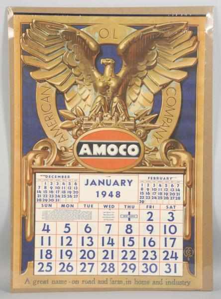 Appraisal: Cardboard Amoco Calendar with Full Pad Description Complete with original