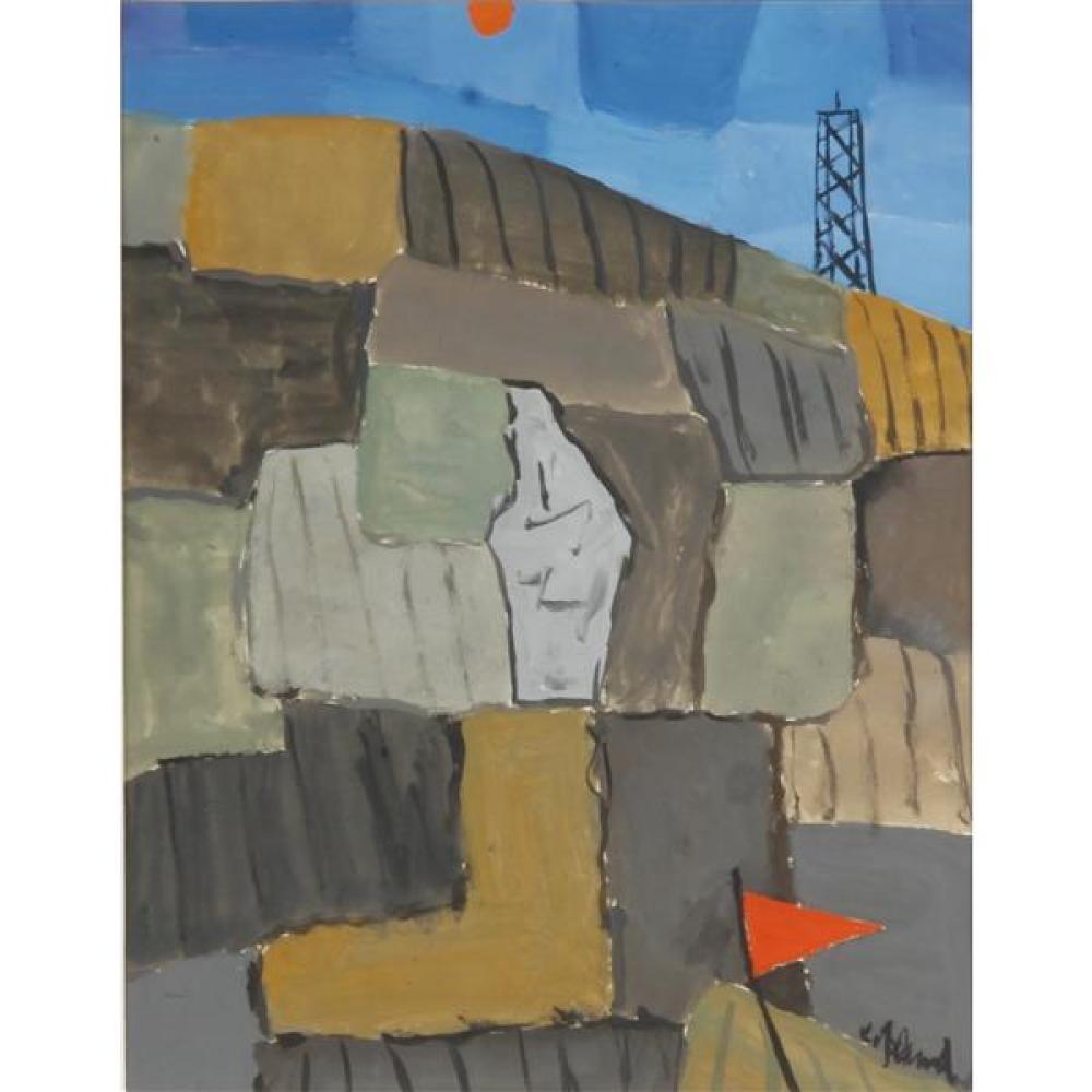 Appraisal: COPELAND BURG CHICAGO MONTANA - PATCHWORK FIELDS CASEIN ON PAPER