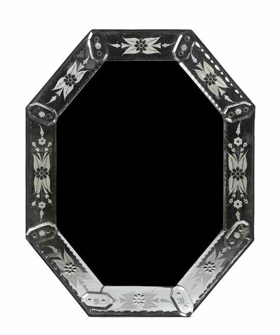 Appraisal: A Venetian Glass Mirror of elongated octagonal form together with