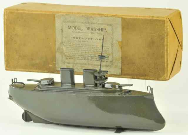 Appraisal: SUTCLIFFE BATTLESHIP WITH ORIGINAL BOX England c 's putt-putt engine