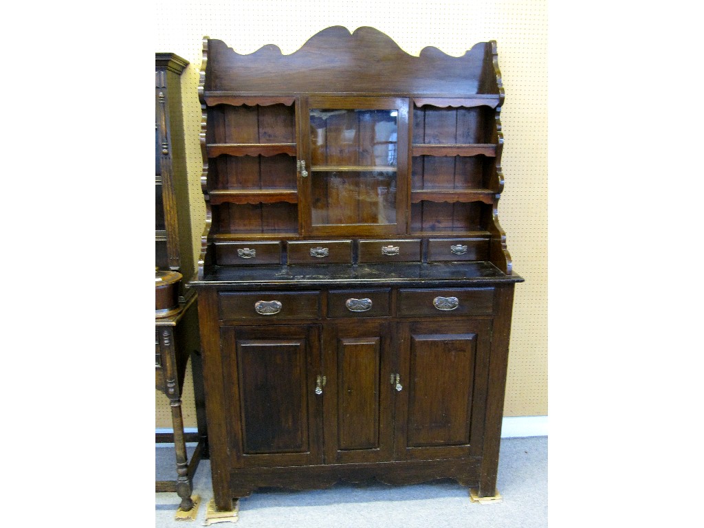 Appraisal: Pine dresser with glazed cabinet back