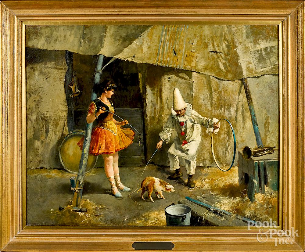 Appraisal: Heinrich Schlitt oil on canvas circus performer Heinrich Schlitt German