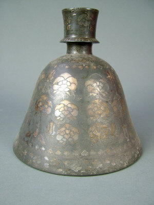 Appraisal: A Bidriware hugga base with floral damascened decoration height cm