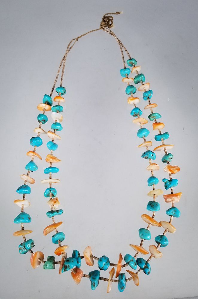 Appraisal: Turquoise Mother of Pearl Necklace Turquoise Mother of Pearl Bead