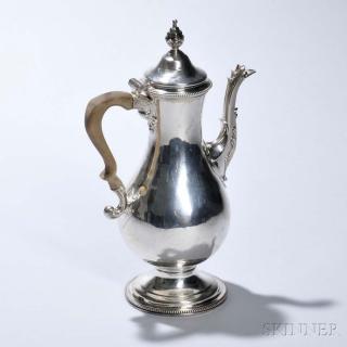 Appraisal: George III Sterling Silver Coffeepot London - maker's mark double