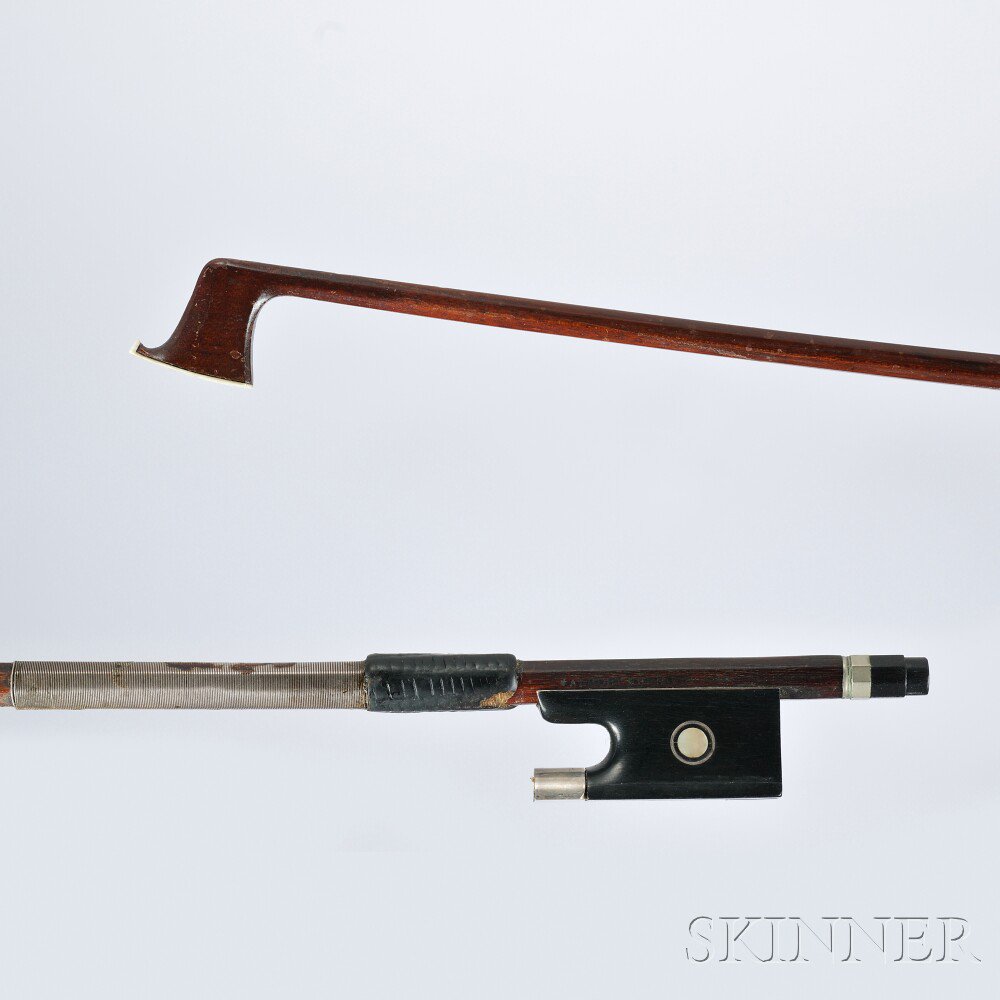 Appraisal: German Silver-mounted Violin Bow the octagonal stick stamped ALBERT NURNBERGER