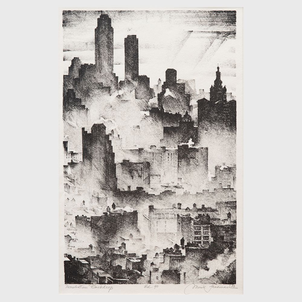 Appraisal: Mark Freeman - Manhattan Backdrop Lithograph in black on wove