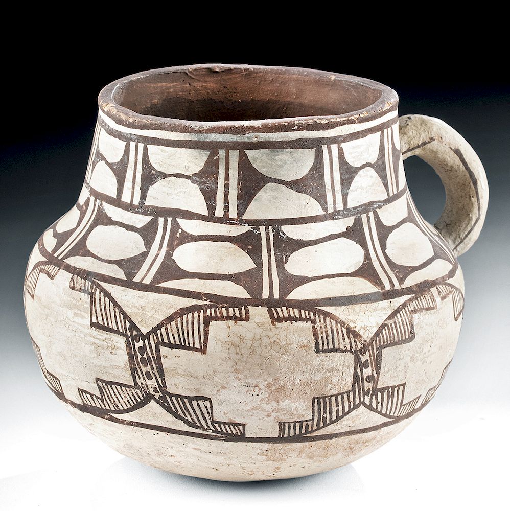 Appraisal: Prehistoric Native American Acoma Pitcher w Handle Native American Southwest