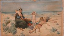 Appraisal: Virginie Demont-Breton French - Mother and children at the beach