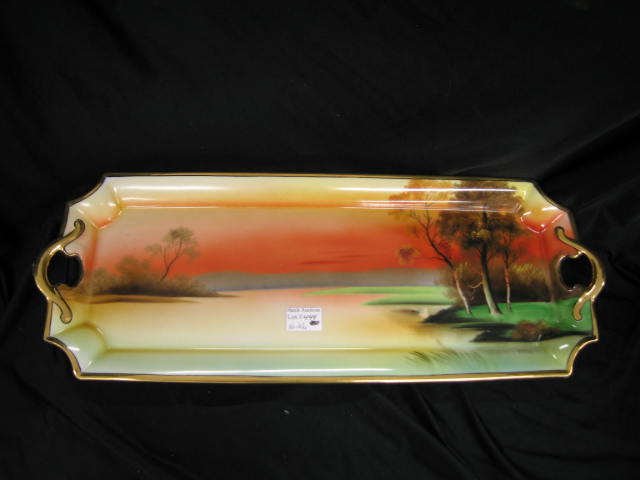 Appraisal: Noritake Handpainted Porcelain Dresser Tray autumn landscape rectangular