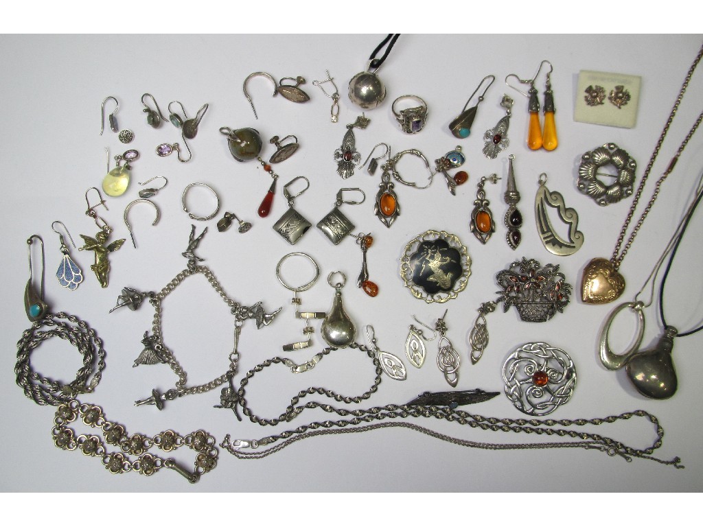 Appraisal: Lot of mostly silver items to include brooches one Norwegian