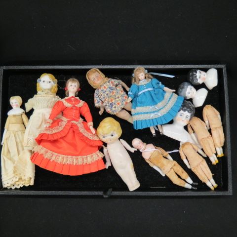 Appraisal: Doll Lot Bisque china head mostly Victorian