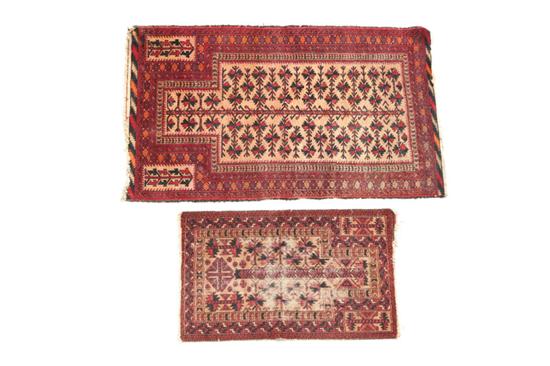 Appraisal: TWO ORIENTAL RUGS Twentieth century Belouchistans with tan grounds The