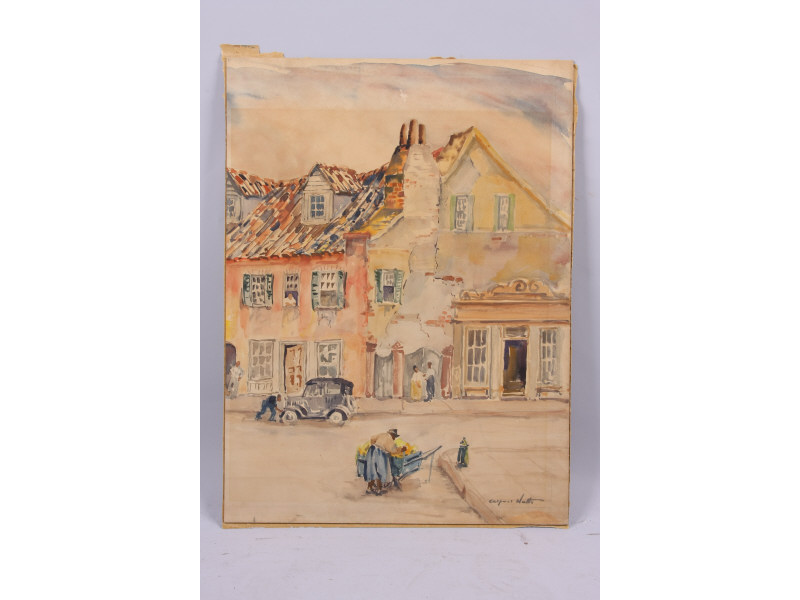 Appraisal: Alfred Hutty SC - Calhoun Street watercolor on Bainbridge board