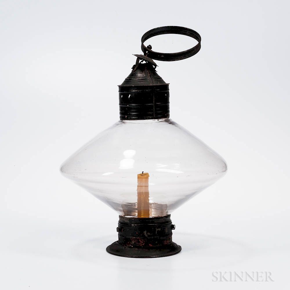 Appraisal: Tin and Glass Lantern Tin and Glass Lantern mid- th