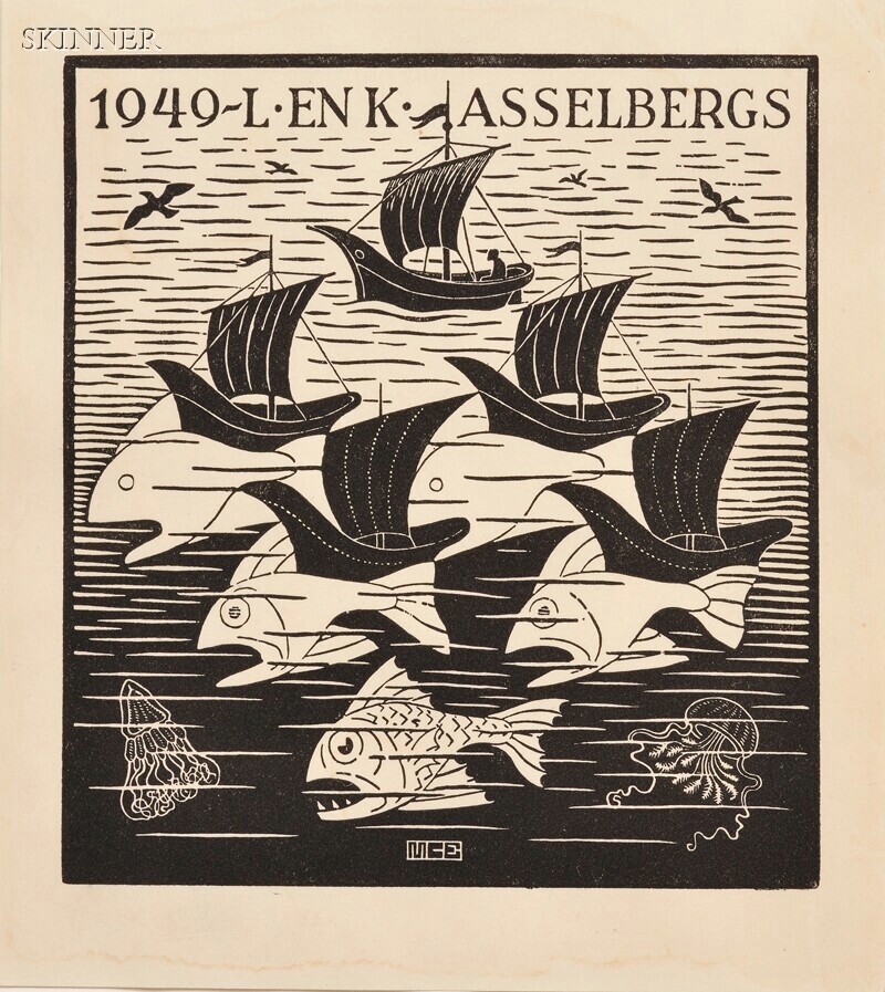 Appraisal: M C Escher Dutch - New Year's Greeting Card L