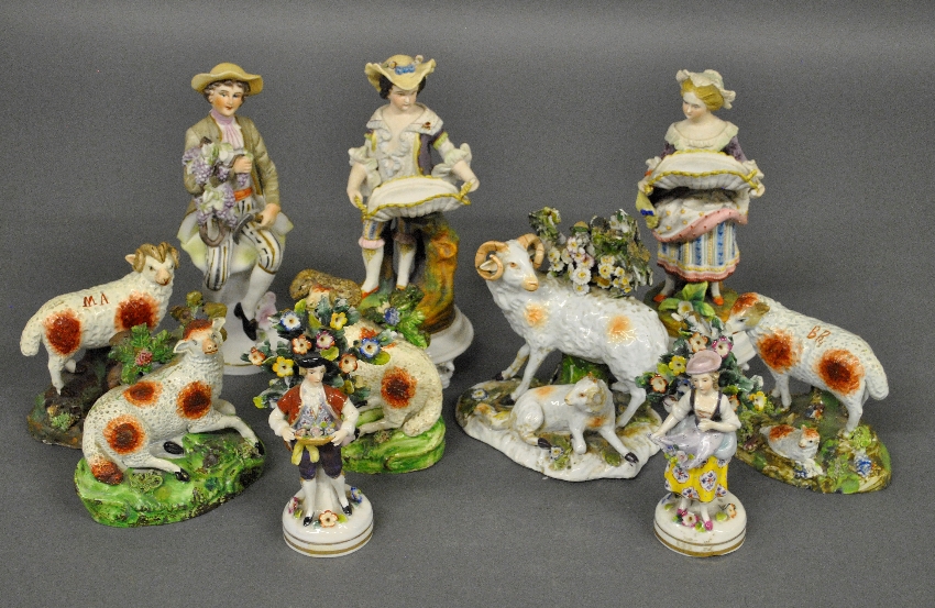 Appraisal: - Ten Staffordshire and Continental porcelain and ceramic figures As