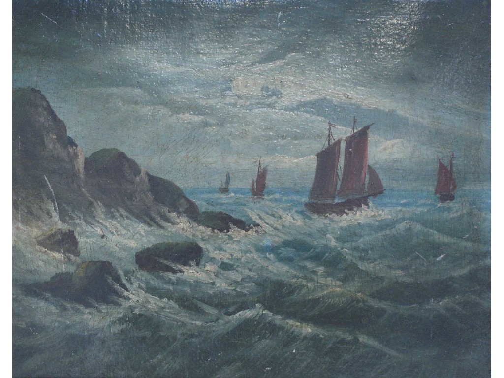 Appraisal: English School th Century SAiling vessels in a moonlit seascape