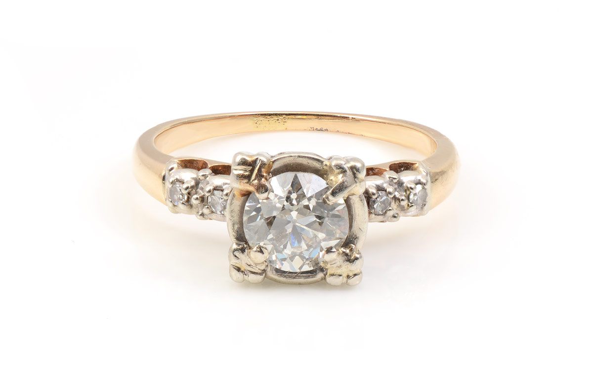 Appraisal: VINTAGE DIAMOND SOLITAIRE RING K yellow gold ring with an