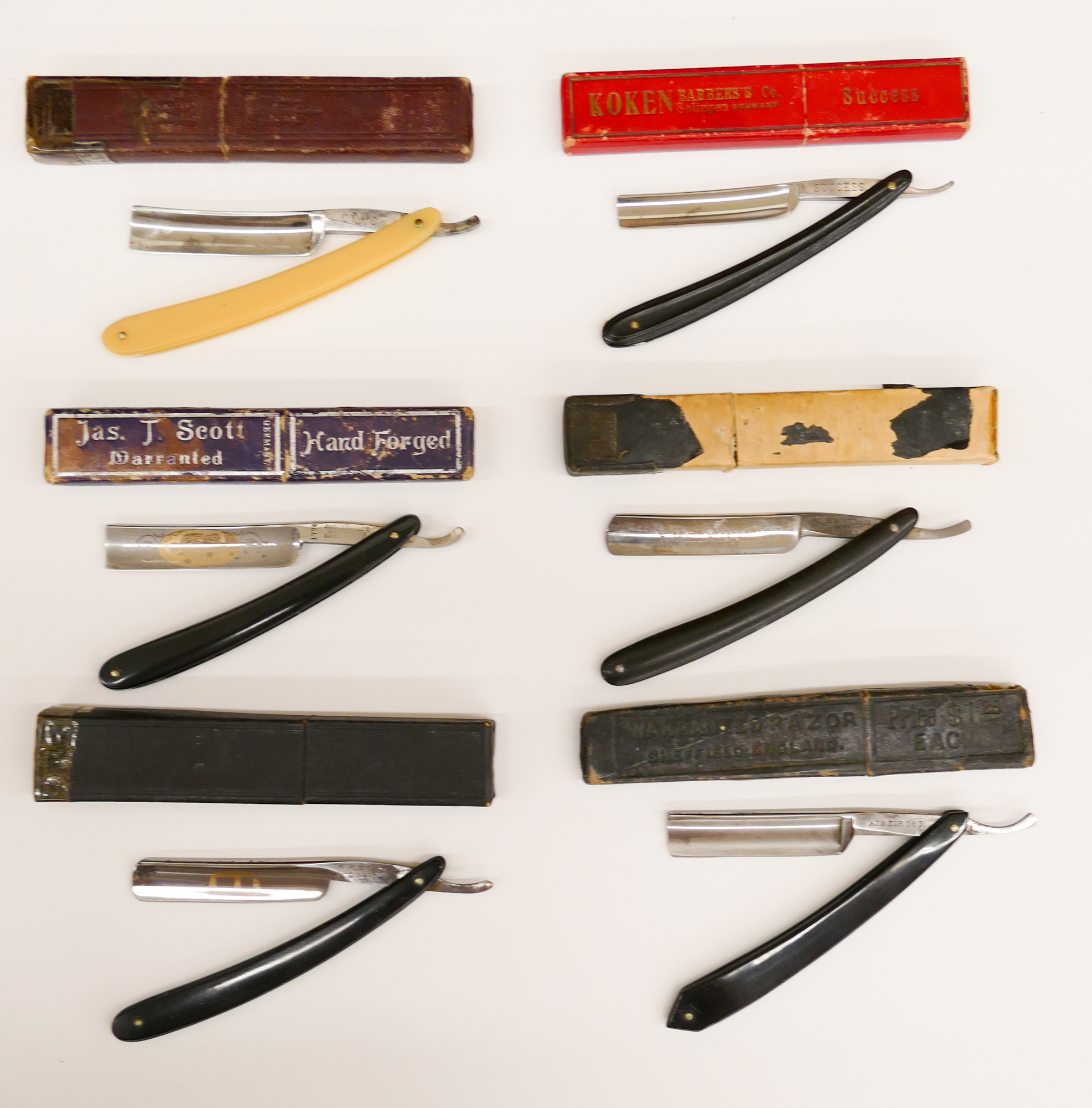 Appraisal: Tray pc Antique Straight Razors with Interesting Brands and some