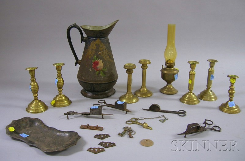 Appraisal: Group of Metal Country Domestic and Decorative Items including three