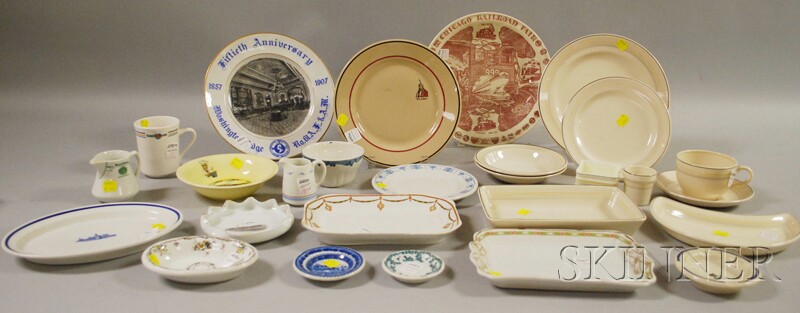 Appraisal: Twenty-seven Mostly Railroad and Steamship-theme Ceramic Table Items including ten