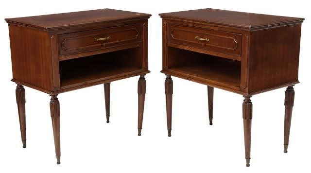 Appraisal: pair Italian mahogany nightstands mid th c single drawer over