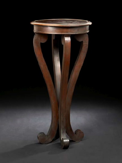 Appraisal: American Late Classical Mahogany Pedestal ca the dished circular top