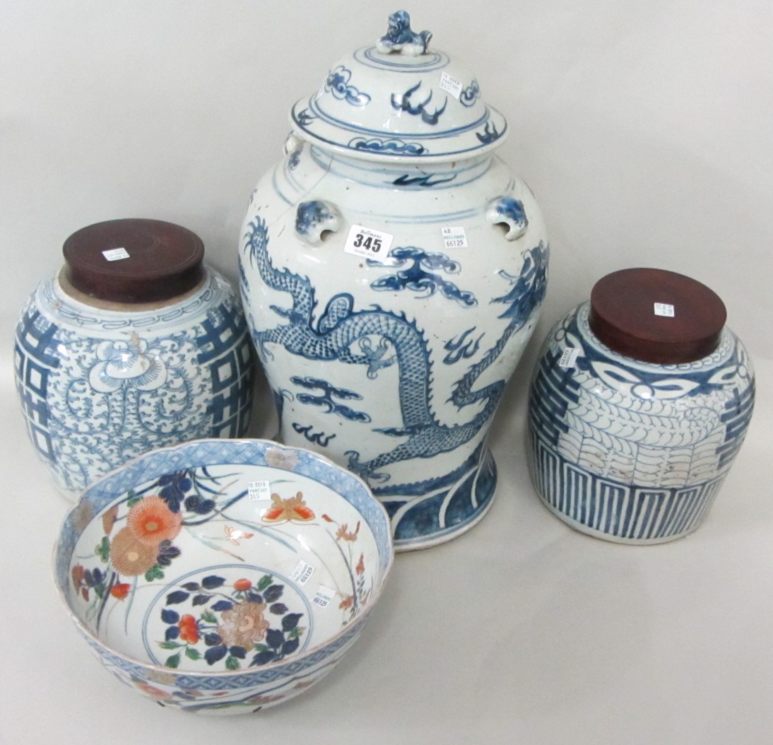 Appraisal: A Chinese blue and white baluster vase and cover th