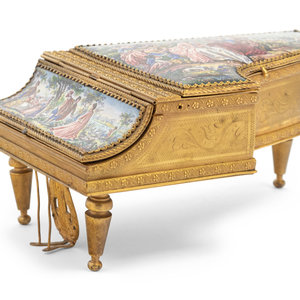 Appraisal: A Viennese Enamel Piano-Form Music Box Early th Century Height