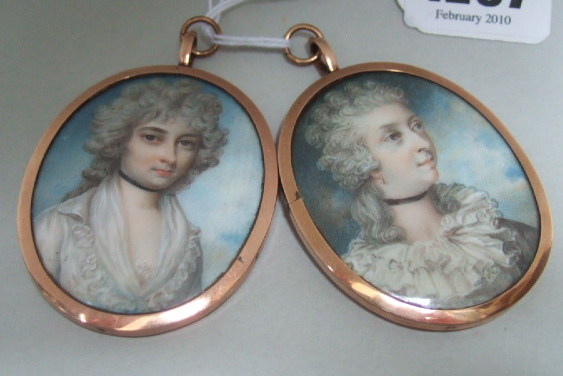 Appraisal: After Cosway early th century a pair of miniature watercolour