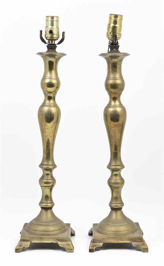 Appraisal: A Pair of Brass Pricket Sticks of repeating baluster form