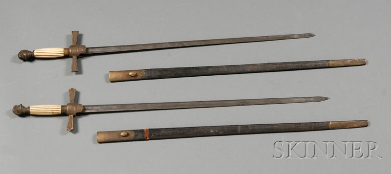 Appraisal: Pair of Swords American th century militia non-commissioned officer's swords