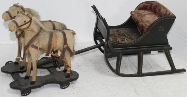 Appraisal: WOODEN LATE TH CENTURY TOY TO INCLUDE A HORSE DRAWN